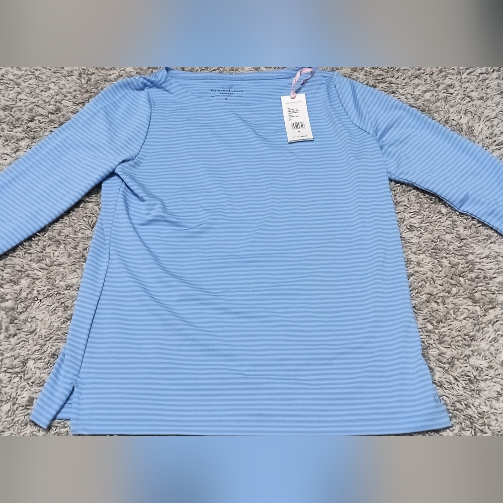 Vineyard Vines Woman's Boatneck Sankaty Shirt - Bayside Stripe - Small  AF3-2.5